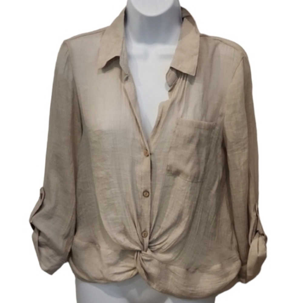 B Wear Linen Cropped Top